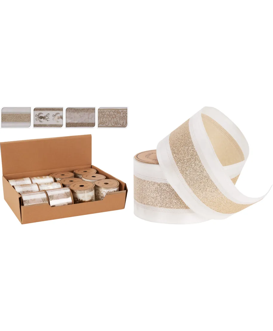 WSTĄŻKA 270X6CM SZAMPAN 4ASS