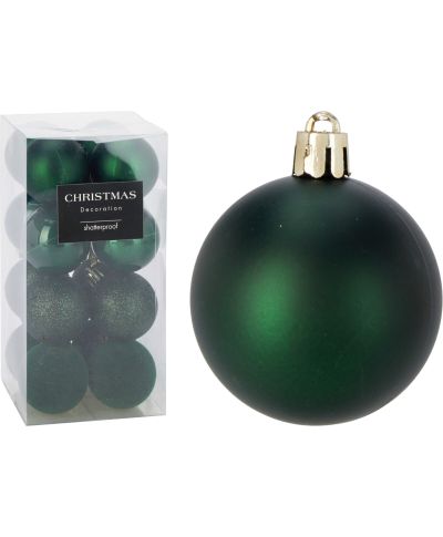 Komplet 16 bombek XMASBALL 5CM  ZIELONY