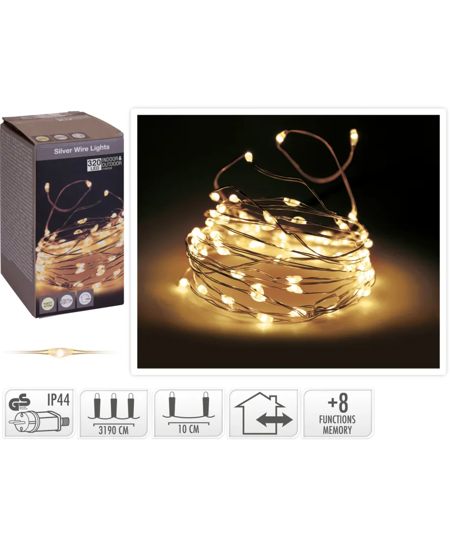 Łańcuch świetlny  320 LED CIEPŁA BIEL