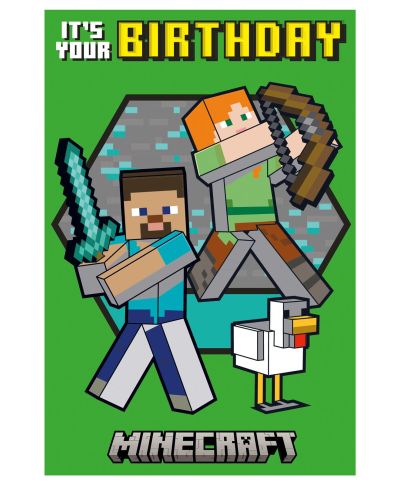 Minecraft - kartka urodzinowa 3D