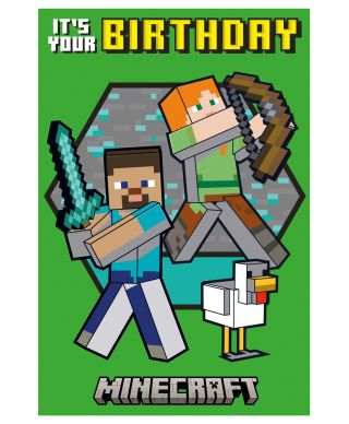 Minecraft - kartka urodzinowa 3D