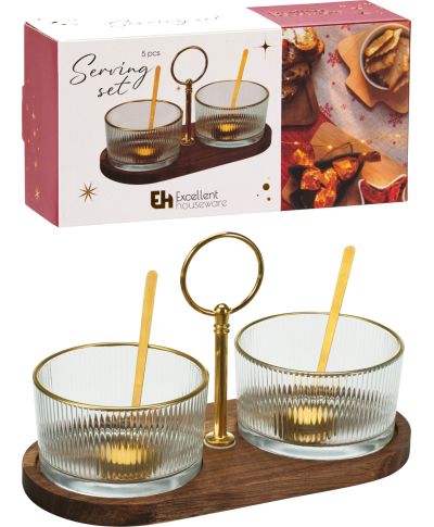 Komplet 2 szklanych misek  ACCACIAz łyżeczkami