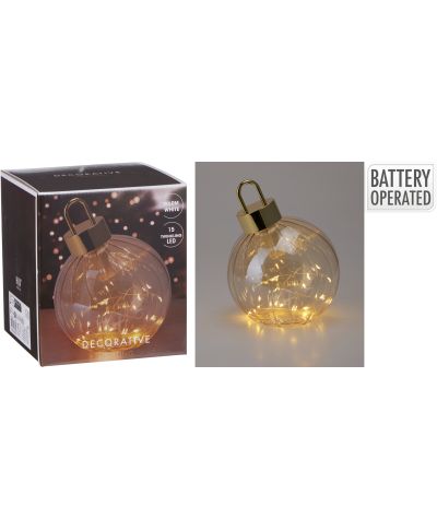 Bombka świąteczna z led 15CM BURSZTYNOWA