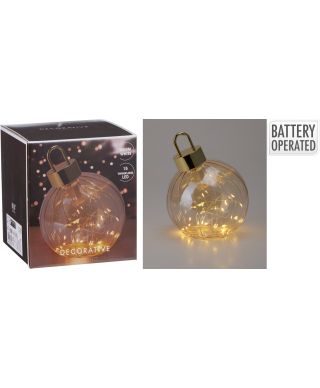 Bombka świąteczna z led 15CM BURSZTYNOWA