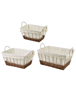 WILL Komplet 3 koszy prostokątnychXL40x30x20 cm,L35X25X18 cm,M30x20x16 cm