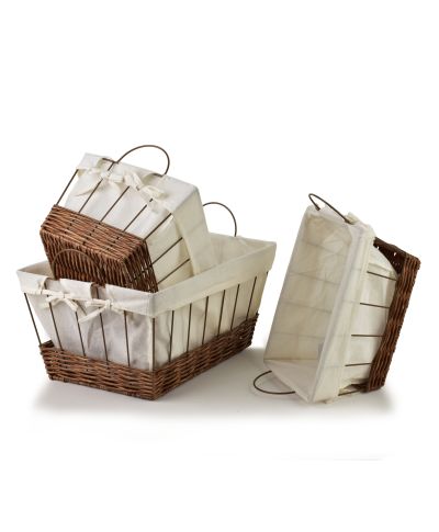 WILL Komplet 3 koszy prostokątnychXL40x30x20 cm,L35X25X18 cm,M30x20x16 cm