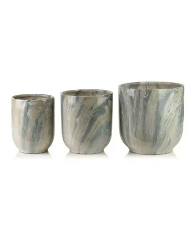 NEVA MARBLE Komplet 3 osłonek ceramicznych 28x28x29/23,5x23,5x26,5/19x19x24,5cm