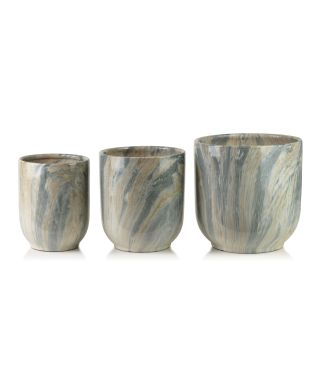 NEVA MARBLE Komplet 3 osłonek ceramicznych 28x28x29/23,5x23,5x26,5/19x19x24,5cm