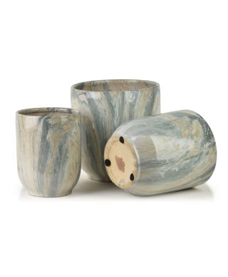 NEVA MARBLE Komplet 3 osłonek ceramicznych 28x28x29/23,5x23,5x26,5/19x19x24,5cm