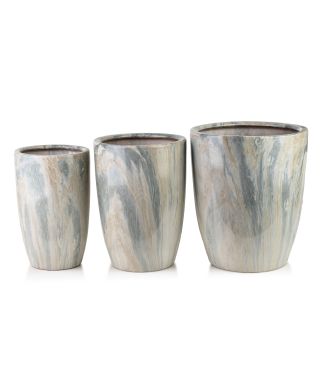 NEVA MARBLE Komplet 3 osłonek ceramicznych 37x37x45,5/30,5x30,5x42,5/24x24x40 cm