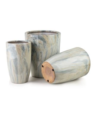 NEVA MARBLE Komplet 3 osłonek ceramicznych 37x37x45,5/30,5x30,5x42,5/24x24x40 cm