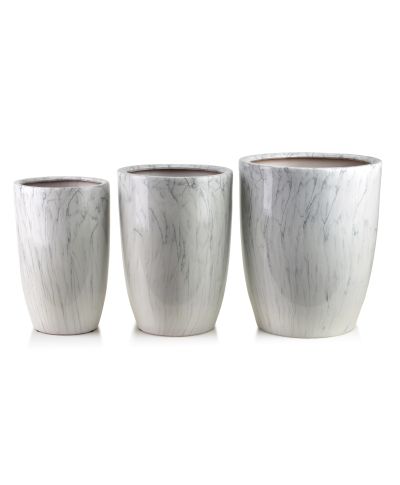 NEVA MARBLE Komplet 3 osłonek ceramicznych 37x37x45,5/30,5x30,5x42,5/24x24x40 cm