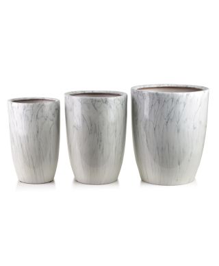 NEVA MARBLE Komplet 3 osłonek ceramicznych 37x37x45,5/30,5x30,5x42,5/24x24x40 cm