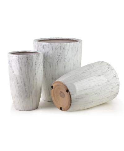 NEVA MARBLE Komplet 3 osłonek ceramicznych 37x37x45,5/30,5x30,5x42,5/24x24x40 cm