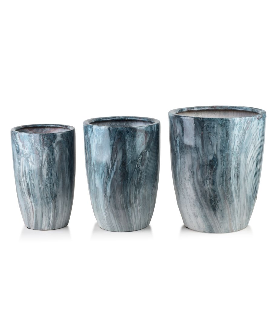 NEVA MARBLE Komplet 3 osłonek ceramicznych 37x37x45,5/30,5x30,5x42,5/24x24x40 cm