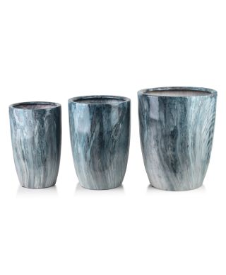 NEVA MARBLE Komplet 3 osłonek ceramicznych 37x37x45,5/30,5x30,5x42,5/24x24x40 cm