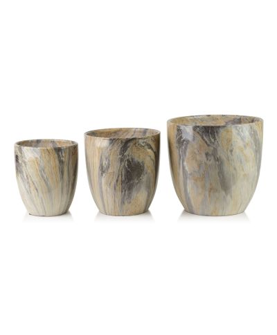 NEVA MARBLE Komplet 3 osłonek ceramicznych 30,5x30,5xh30,5/26x26x27/20,5x20,5x23 cm