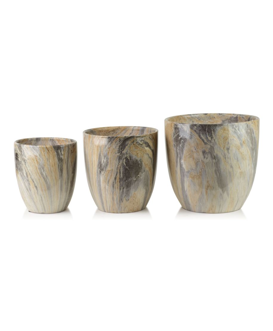 NEVA MARBLE Komplet 3 osłonek ceramicznych 30,5x30,5xh30,5/26x26x27/20,5x20,5x23 cm