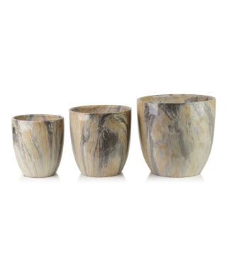 NEVA MARBLE Komplet 3 osłonek ceramicznych 30,5x30,5xh30,5/26x26x27/20,5x20,5x23 cm