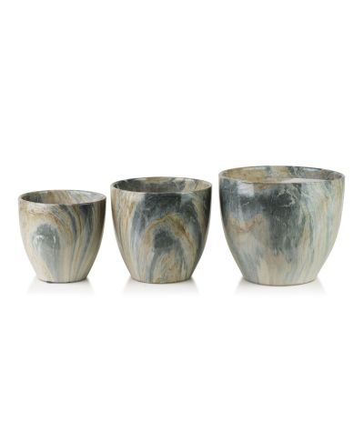 NEVA MARBLE Komplet 3 osłonek ceramicznych 25x25x21/20,5x20,5x18/16x16x15cm