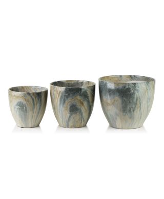 NEVA MARBLE Komplet 3 osłonek ceramicznych 25x25x21/20,5x20,5x18/16x16x15cm