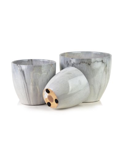 NEVA MARBLE Komplet 3 osłonek ceramicznych 25x25x21/20,5x20,5x18/16x16x15 cm