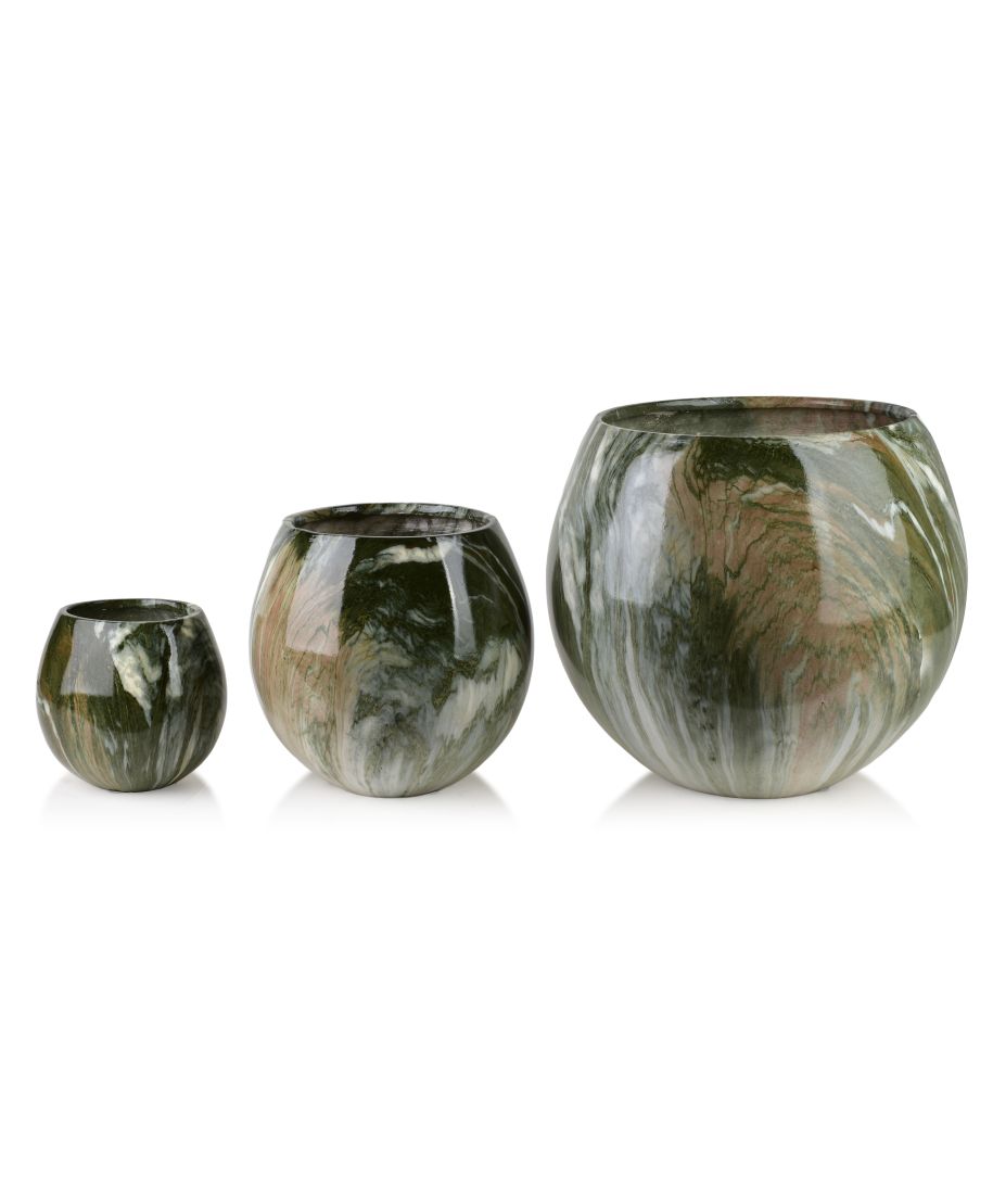 NEVA MARBLE Komplet 3 osłonek ceramicznych 42,5x42,5x39/28x28x27/20x20x19 cm