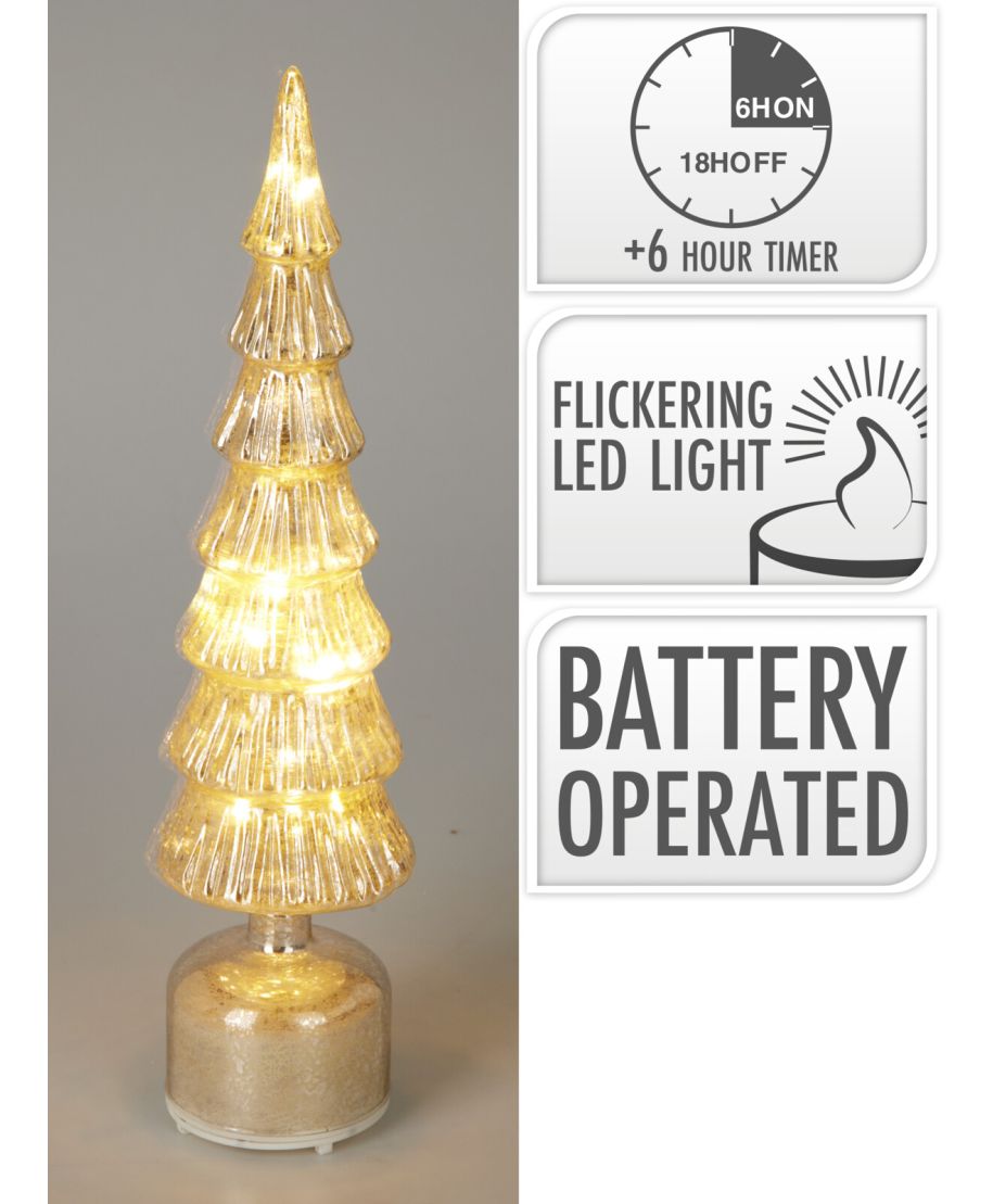 CHOINKA SZKLANA LED 40CM SILVER