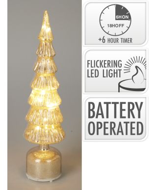 CHOINKA SZKLANA LED 40CM SILVER