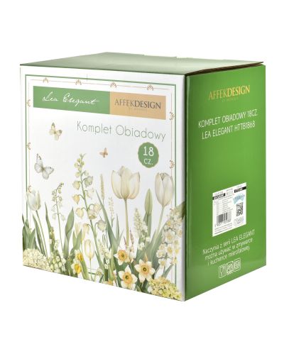 LEA ELEGANT Komplet 18 części 27cm obiad/19,5cm deser/22cm głęboki