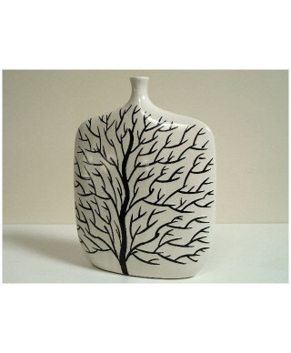 Wazon ceramiczny - Biały Drzewko - 32,5x12x42,5cm