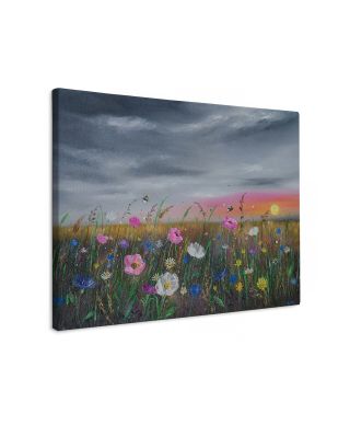 Sunset Over Wildflowers - obraz na płótnie
