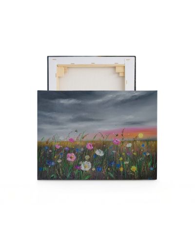 Sunset Over Wildflowers - obraz na płótnie
