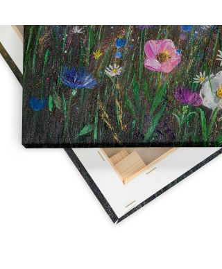 Sunset Over Wildflowers - obraz na płótnie