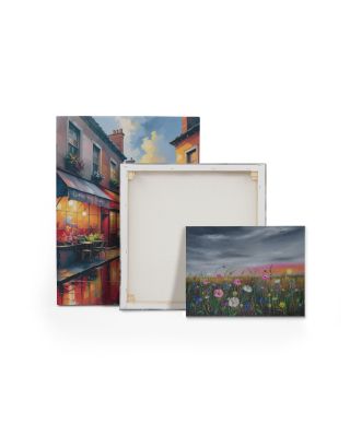 Sunset Over Wildflowers - obraz na płótnie