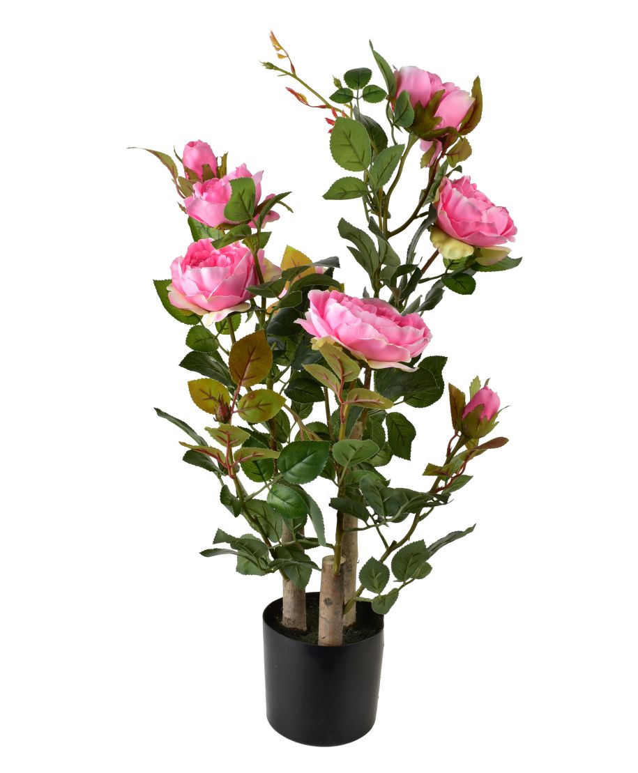 VIRIDIS Sztuczny kwiat róża 13x13x68cm różowa