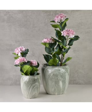 VIRIDIS Sztuczny kwiat hortensja blady róż 13x13x78cm