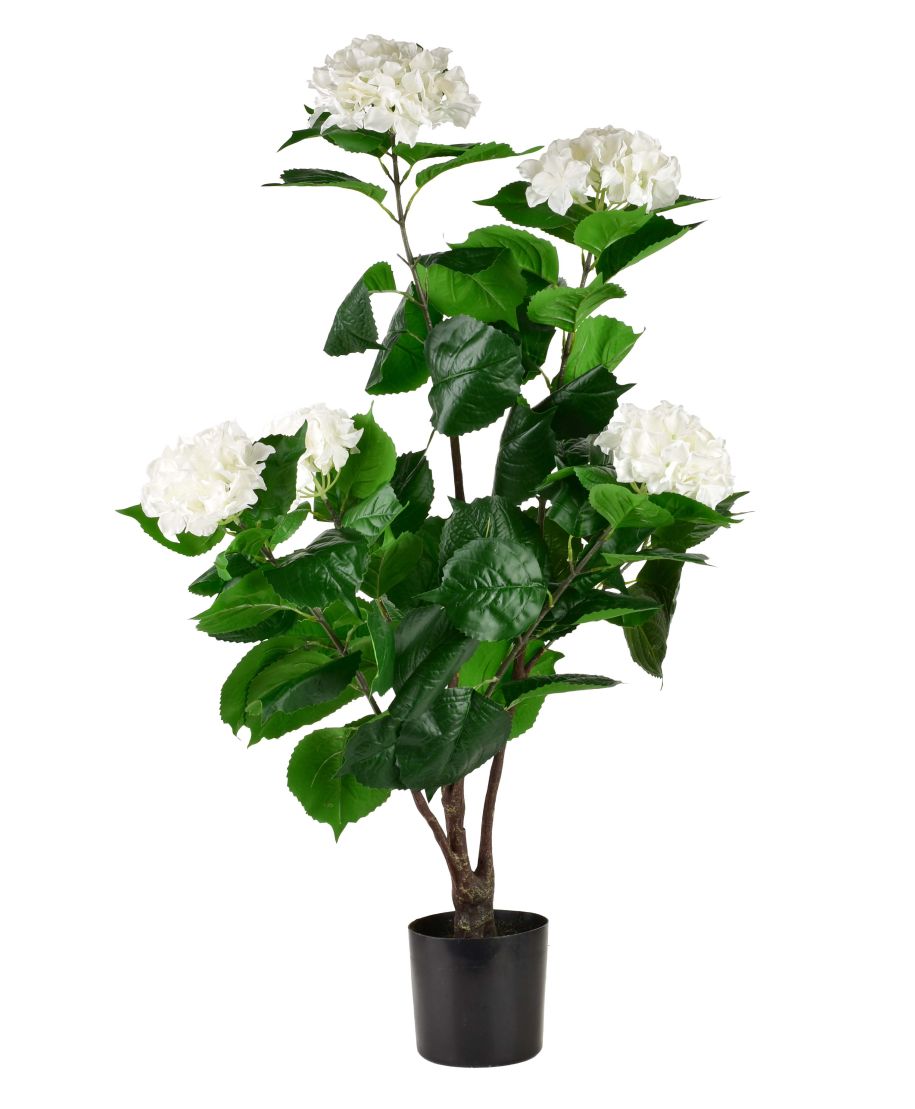 VIRIDIS Sztuczny kwiat hortensja biały 14x13x92cm