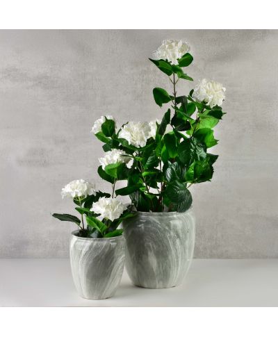VIRIDIS Sztuczny kwiat hortensja biały 14x13x92cm