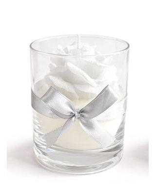 Świeca RÓŻA walec mały 8x9,5cm w szklebiała woskowa