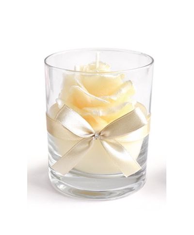 Świeca RÓŻA walec mały 8x9,5cm w szklekremowa woskowa