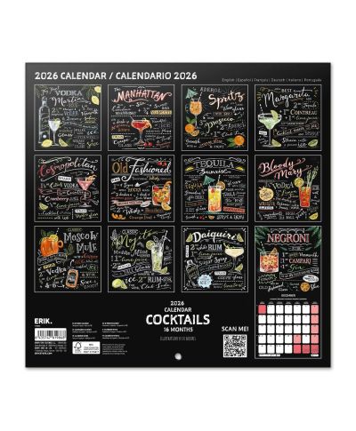 Koktajle i Drinki Przepisy - kalendarz ścienny 2026