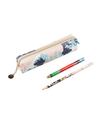Hokusai - zestaw piórnika z długopisem i ołówkiem