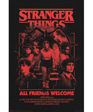 Stranger Things All Friends Welcome - plakat