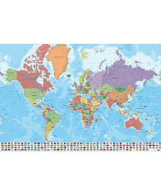 Mapa Świata Polityczna - plakat
