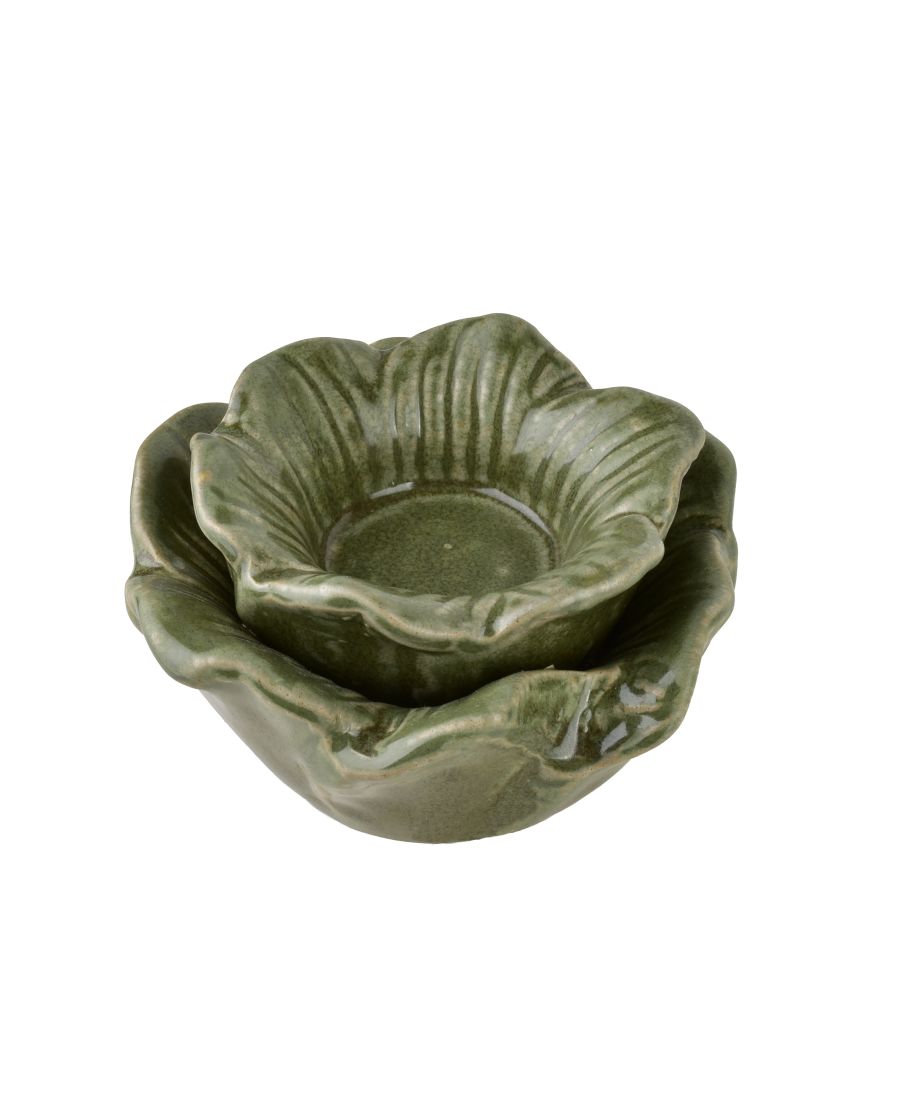 YARINE Świecznik Kwiat 11x11x6cm zielony