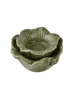 YARINE Świecznik Kwiat 11x11x6cm zielony