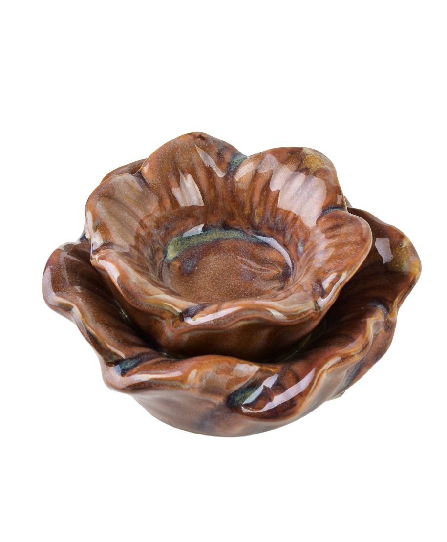 YARINE Świecznik Kwiat 11x11x6cm beżowy