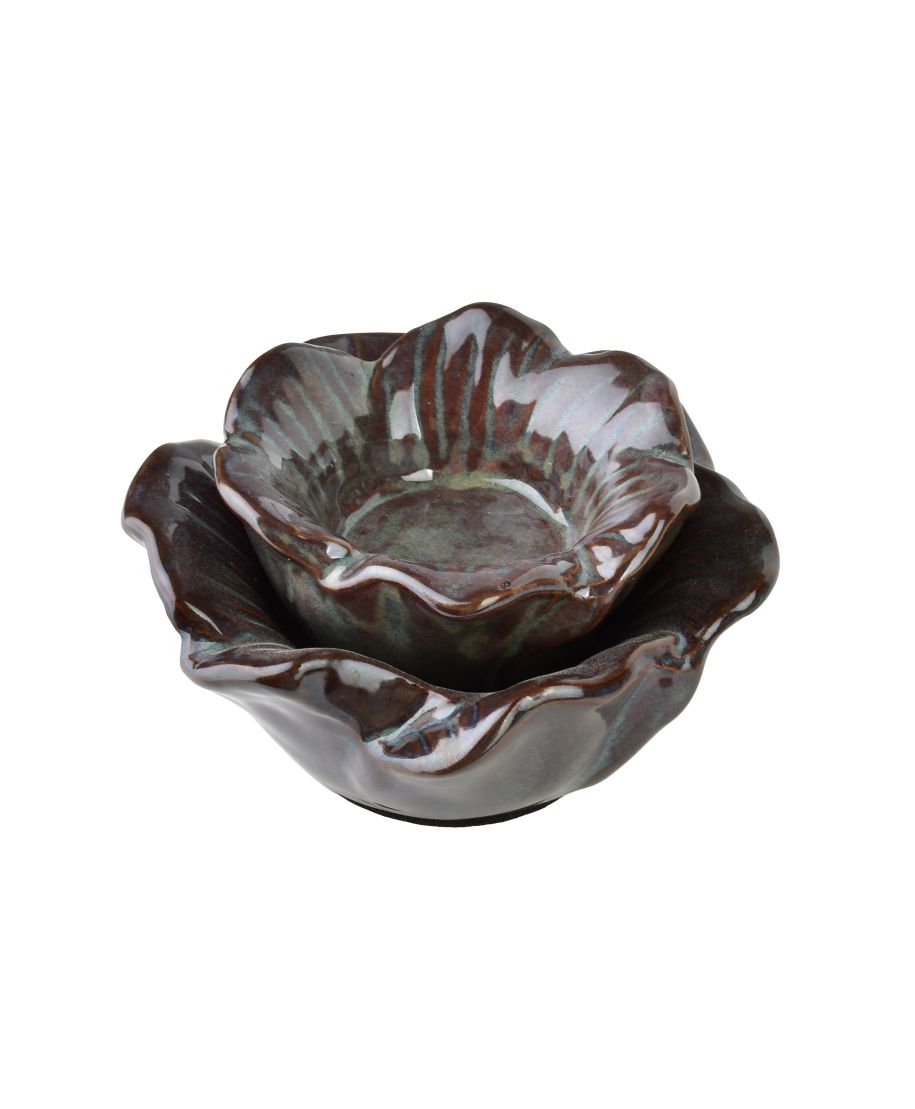 YARINE Świecznik Kwiat 11x11x6cm fioletowy