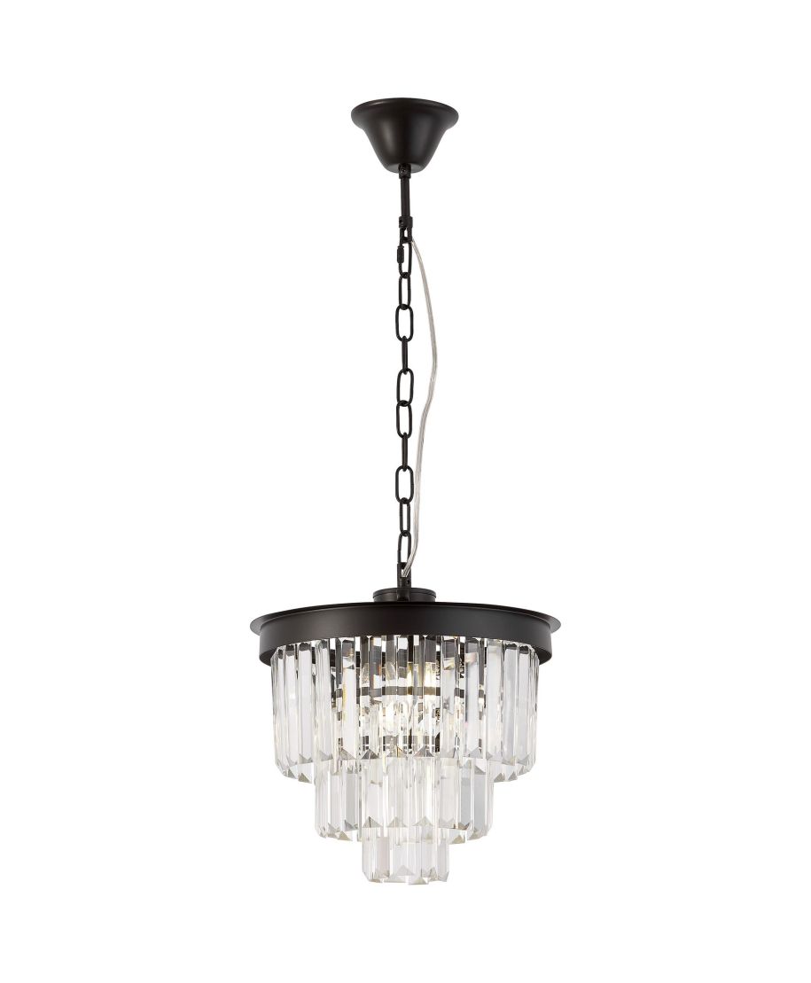 NOWOCZESNY ŻYRANDOL KRYSZTAŁOWY CZARNY CAPRIA D30
